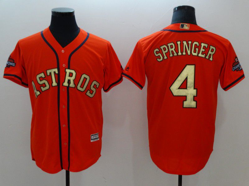 Men Houston Astros #4 Springer Orange Game Champion Edition MLB Jerseys->houston astros->MLB Jersey